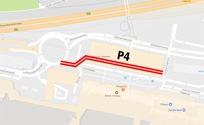 Kort - Afs&aelig;tning af passagerer i CPH Lufthavn